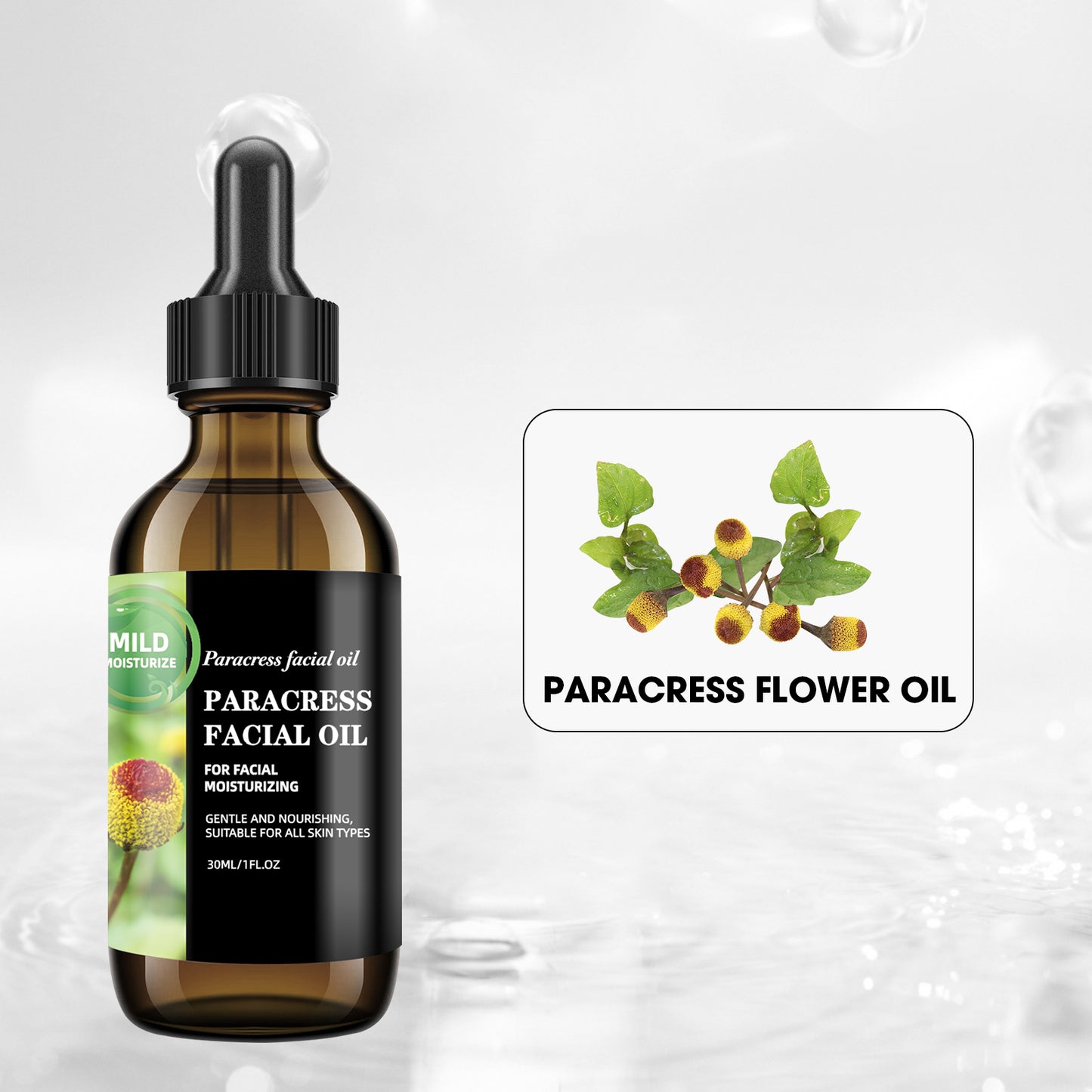 Paracress (Acmella Oleracea) Body Oil ¨C Universal 30ml | Nourishing Care Oil in Brown Glass Dropper Bottle