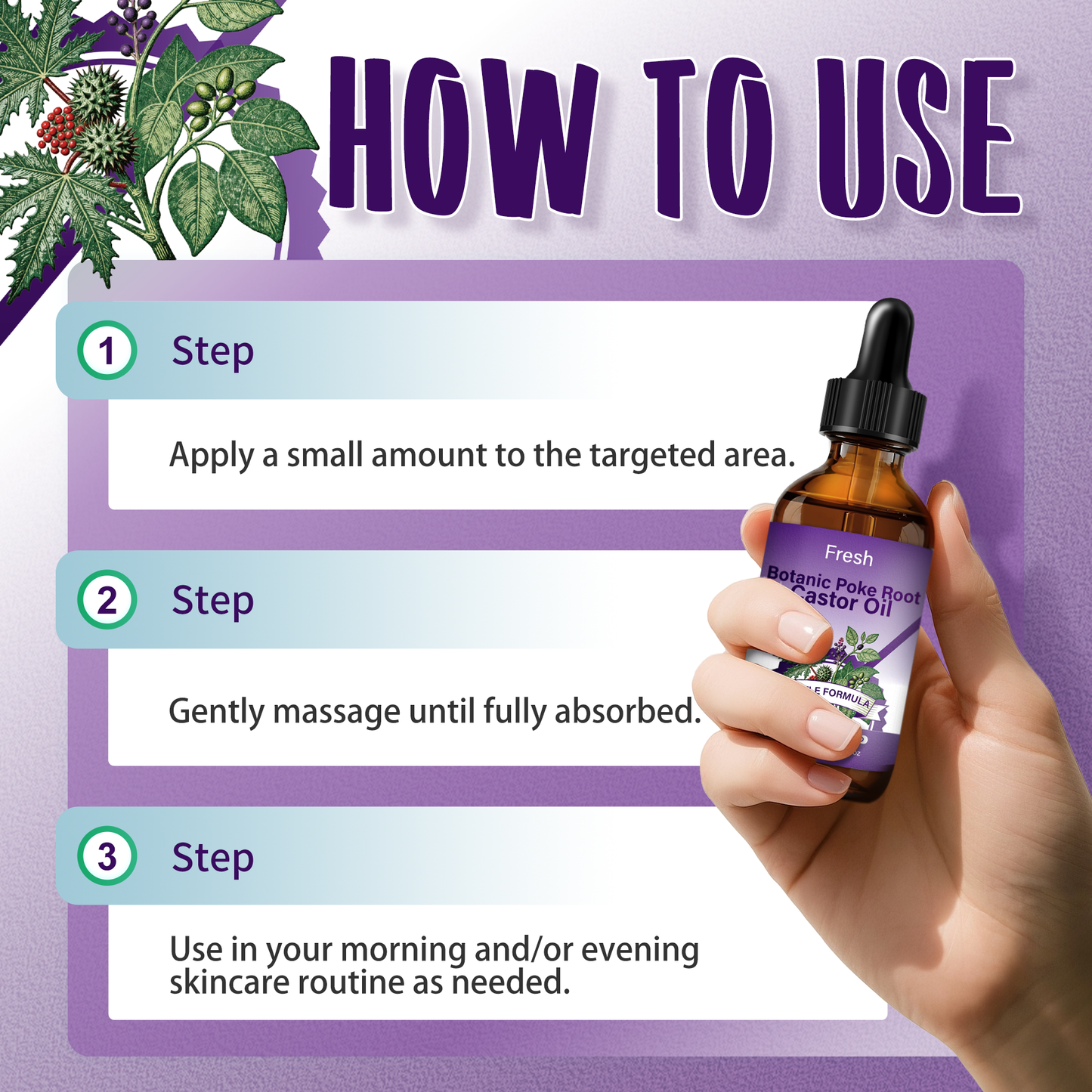 Botanical Body Oil ¨C Universal 60ml | Pokeweed & Castor Oil Blend | Soothes Tension & Discomfort
