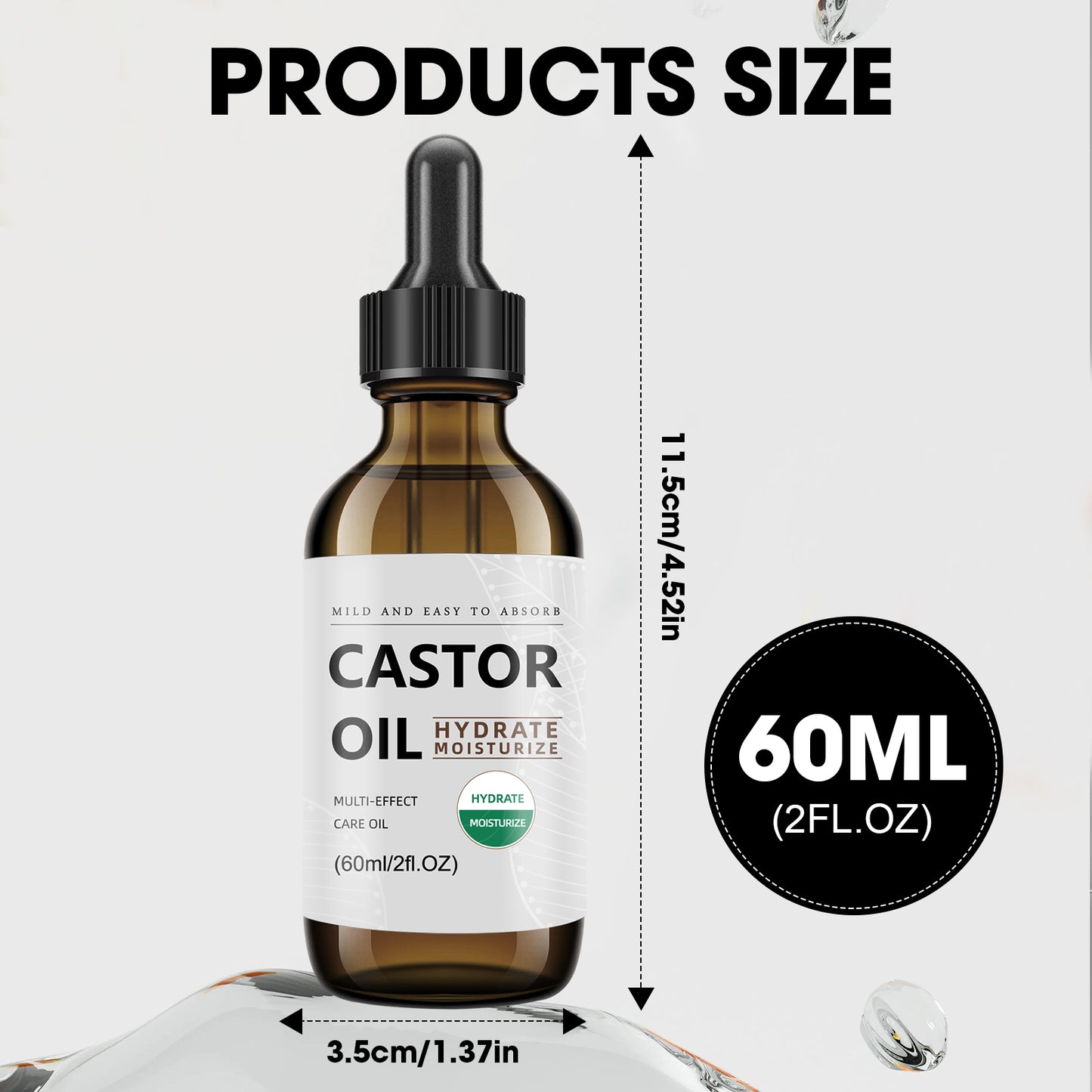 Castor Care Oil ¨C Universal 60ml | 100% Pure Castor Oil in Brown Glass Dropper Bottle