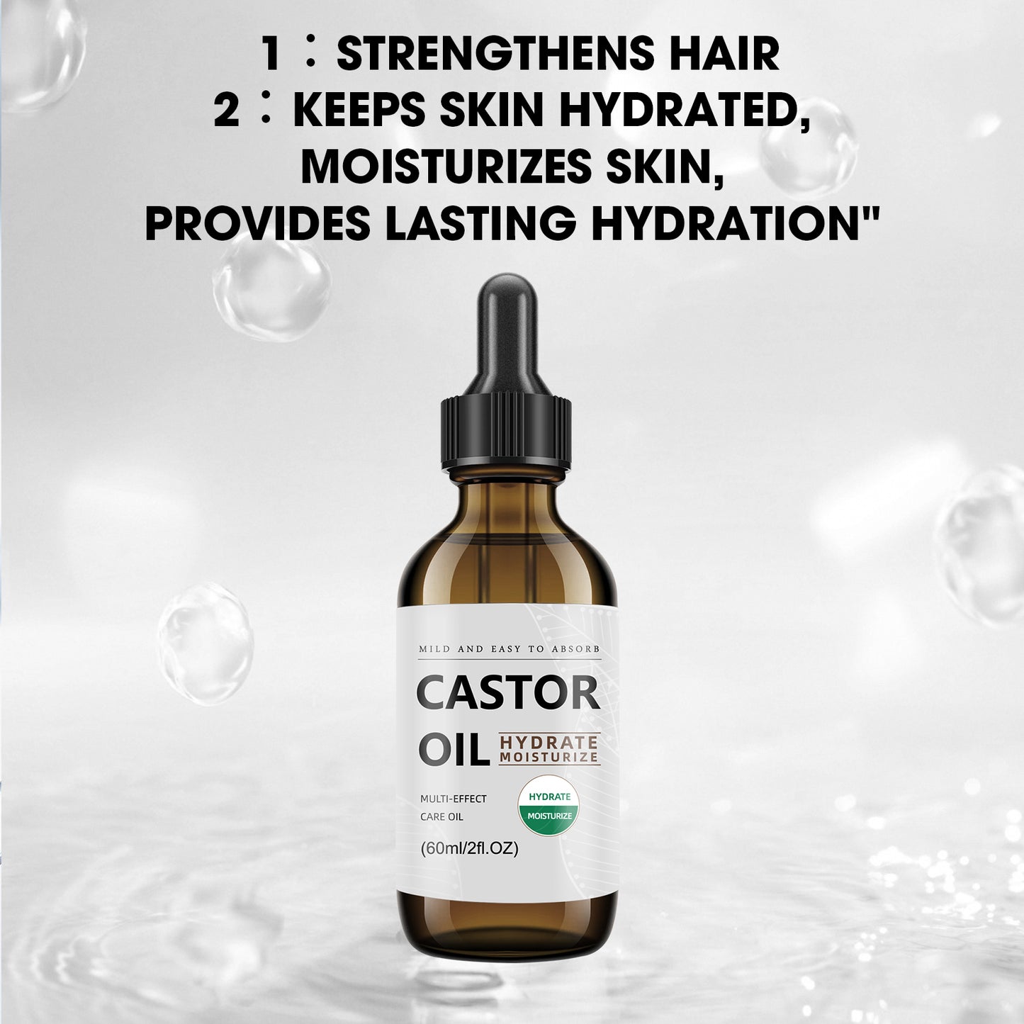 Castor Care Oil ¨C Universal 60ml | 100% Pure Castor Oil in Brown Glass Dropper Bottle