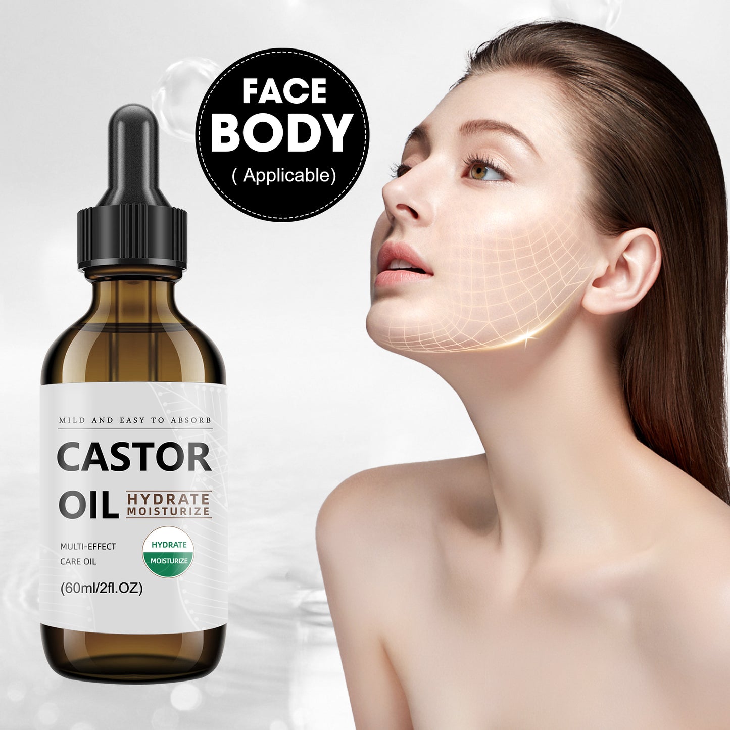 Castor Care Oil ¨C Universal 60ml | 100% Pure Castor Oil in Brown Glass Dropper Bottle