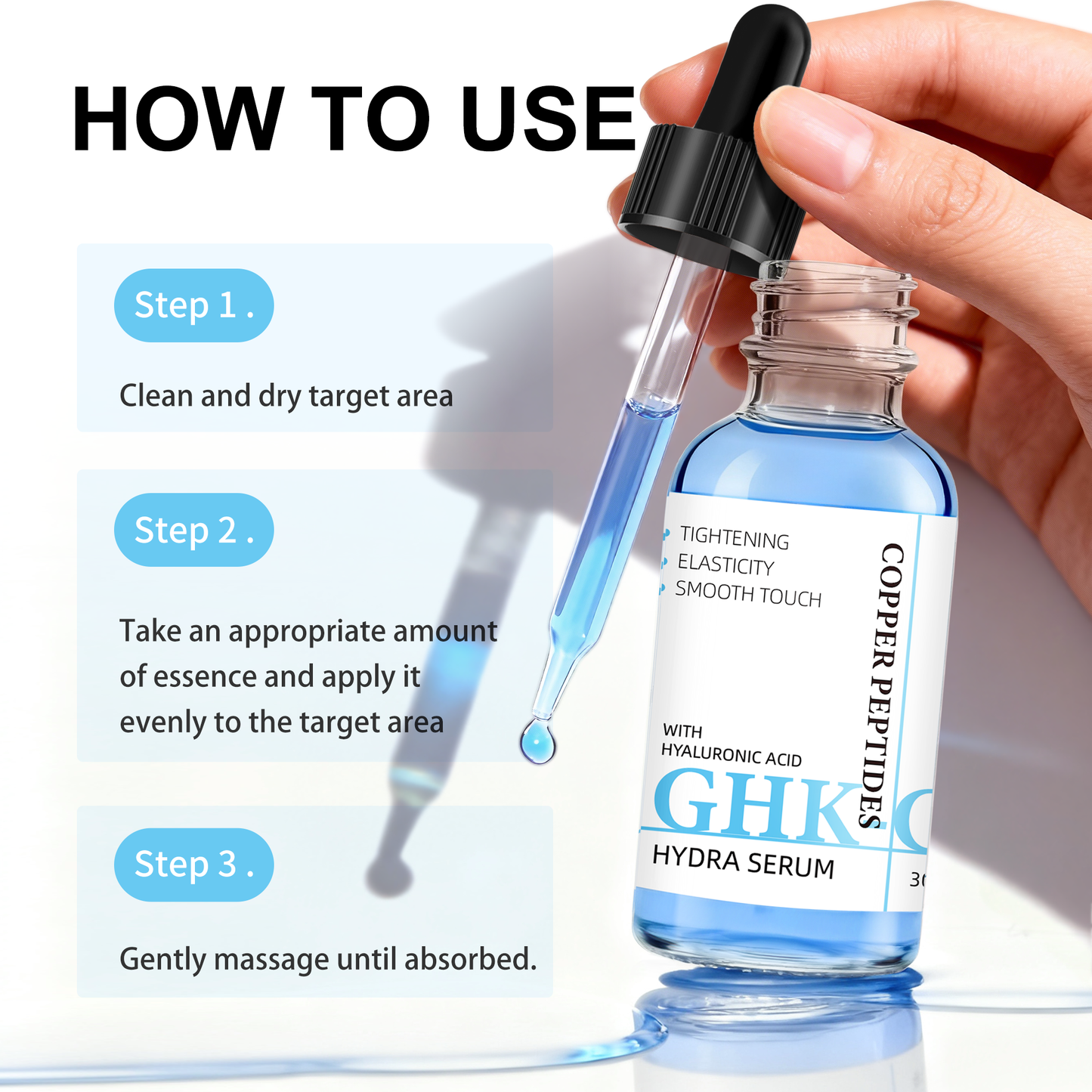 GHK-CU Copper Peptide Hydrating Serum ¨C Hyaluronic Acid Face Essence for Firming & Moisture
