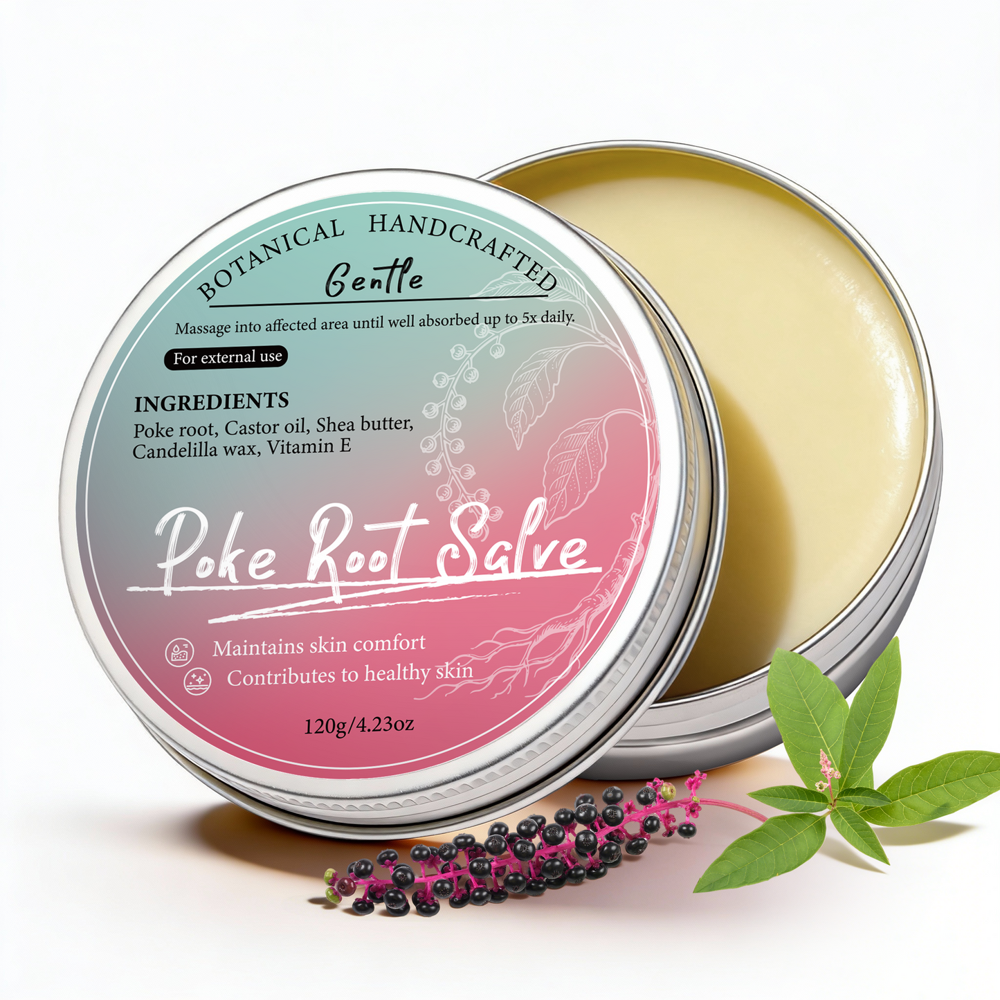 Castor Oil & Pokeweed Root Balm ¨C Body Cream in Aluminum Jar | Soothes & Comforts Skin