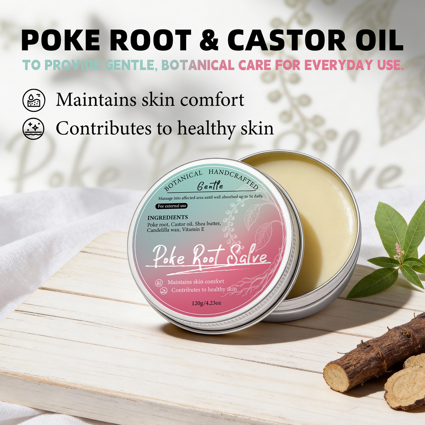 Castor Oil & Pokeweed Root Balm ¨C Body Cream in Aluminum Jar | Soothes & Comforts Skin