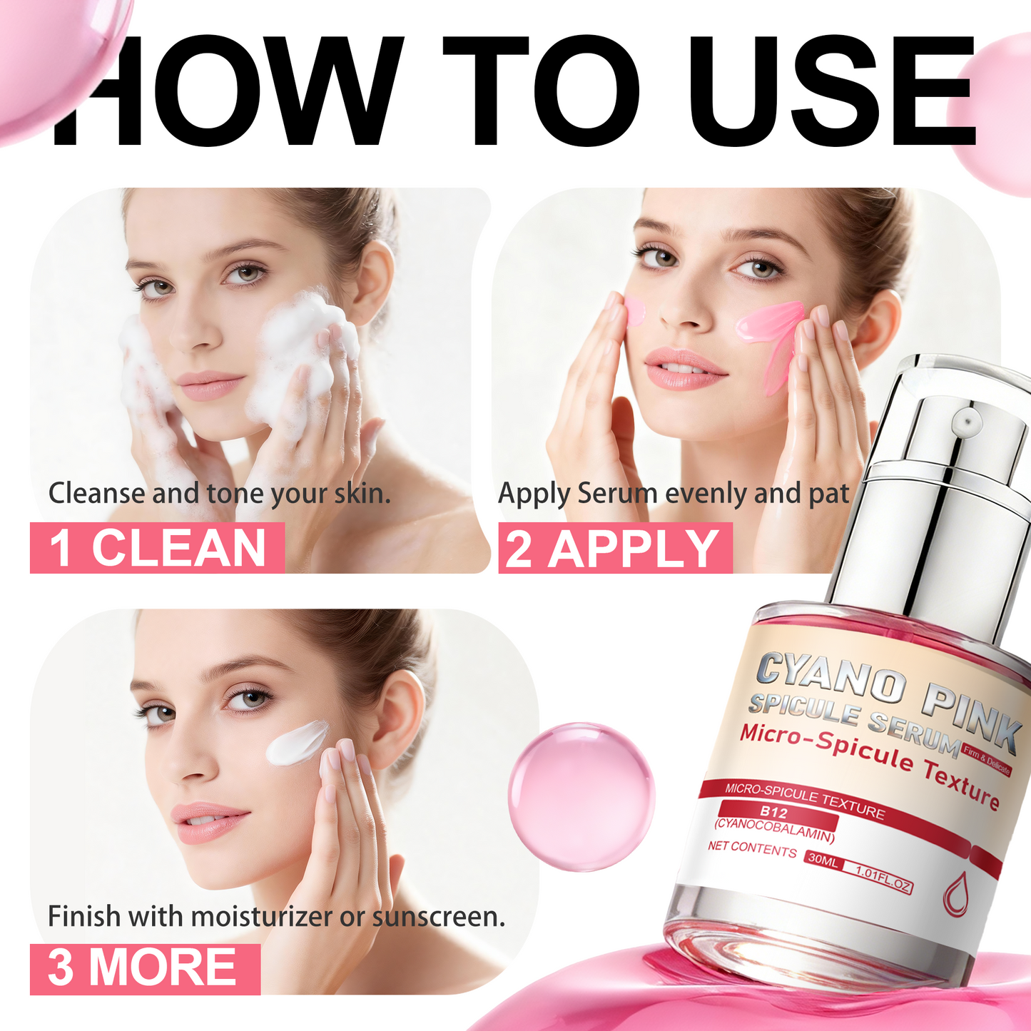 Cyano Pink Spicule Serum ¨C Brightening, Hydrating & Facial Treatment Essence