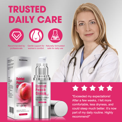 Bioidentical Estriol Cream for Women – Natural Peach Scent Formula – Menopause Relief for Vaginal Dryness & Vulva Itch – 30ml Bottle (Lasts 2 Months)